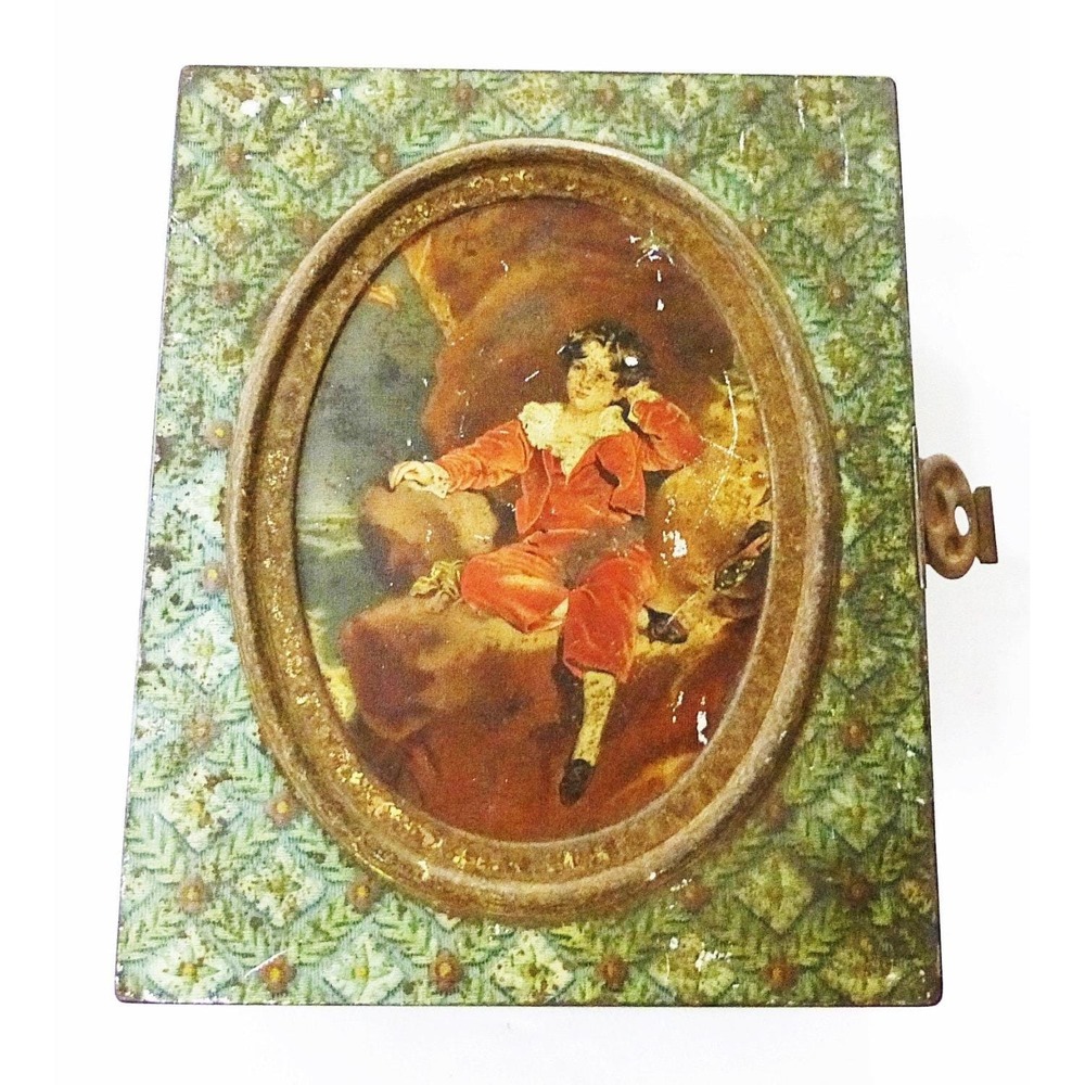 Vintage biscuits tin box early‎ huntley and palmers circa 1920 advertising